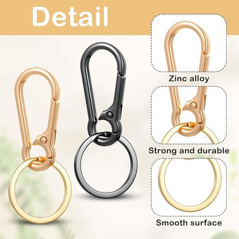 3 Pcs Keychain Clips, Key Ring Clip Metal Key Chain Hooks, Key Organizer for Home Car Keys Key Finder Women Men (Gold, Rose Gold, Black) in Saudi Arabia