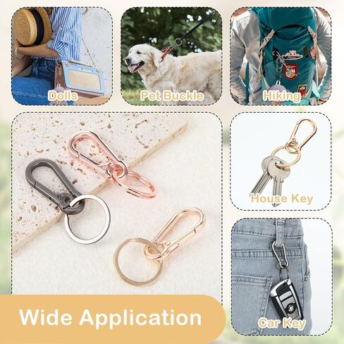 3 Pcs Keychain Clips, Key Ring Clip Metal Key Chain Hooks, Key Organizer for Home Car Keys Key Finder Women Men (Gold, Rose Gold, Black) in Saudi Arabia