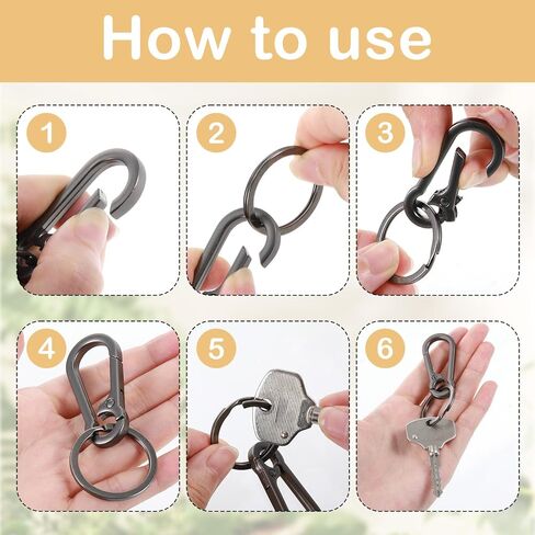 3 Pcs Keychain Clips, Key Ring Clip Metal Key Chain Hooks, Key Organizer for Home Car Keys Key Finder Women Men (Gold, Rose Gold, Black) in Saudi Arabia