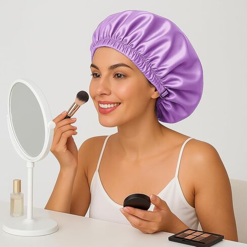 Silk Bonnet for Women, Stain Bonnet for Sleeping, Adjustable Hair Sleep Wrap, Elastic Headbands for Hairstyles in Saudi Arabia