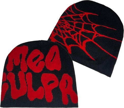 Y2K Beanie for Men Women Spider MEA Clupa Graphic Knit Hat Goth Style Winter Warm Skull Cap in Kuwait