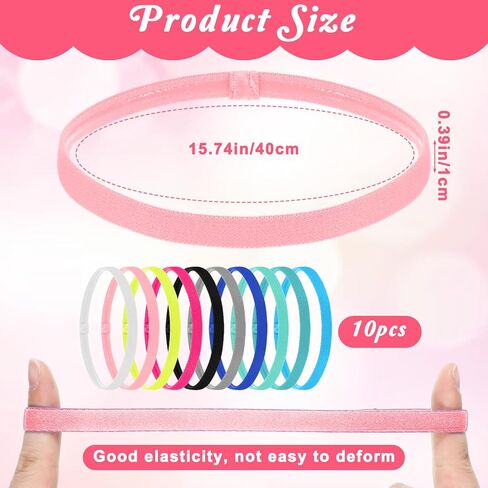 10 قطع من عصابات الرأس الرياضية النحيفة للنساء، عصابة رأس رياضية رفيعة غير قابلة للانزلاق، عصابات رأس مرنة للتمرين للجري واليوجا وركوب الدراجات والرياضة وصالة الألعاب الرياضية، 10 ألوان in Kuwait