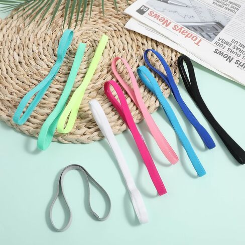 10 قطع من عصابات الرأس الرياضية النحيفة للنساء، عصابة رأس رياضية رفيعة غير قابلة للانزلاق، عصابات رأس مرنة للتمرين للجري واليوجا وركوب الدراجات والرياضة وصالة الألعاب الرياضية، 10 ألوان in Kuwait