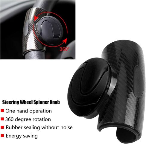 Haofy Steering Wheel Assist Knob Ergonomic Metal Alloy Spinner with Protective Rubber Pad, Bearing Mounted for Easy Parking Universal Fit for Cars Trucks RVs Driving Aid for Arthritis (Black) in Saudi Arabia