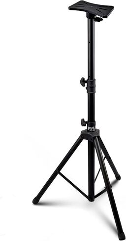 Pyle Universal Speaker Stand - Mount Holder Heavy Duty Rubber Capped Tripod, Adjustable Height from 36.2 x 58.0 inches; Locking Safety PIN and 35mm Compatible Insert; On-Stage or In-Studio Use- PSTND1,Black in Kuwait