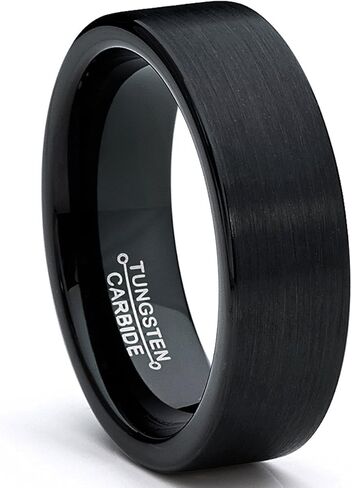 Tungsten Carbide Men's Black Unisex Wedding Band Ring 7MM Sizes 5 to 15 in Kuwait