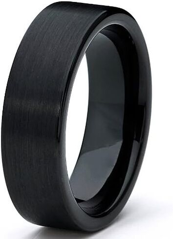 Tungsten Carbide Men's Black Unisex Wedding Band Ring 7MM Sizes 5 to 15 in Kuwait
