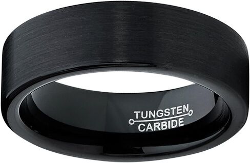 Tungsten Carbide Men's Black Unisex Wedding Band Ring 7MM Sizes 5 to 15 in Kuwait