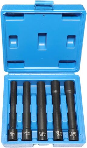 DPTOOL 5pcs 3/8'' Drive 12 Point Metric Extra Deep Impact Socket Set - 8mm, 10mm, 12mm, 13mm, 14mm - Compatible with Mercedes Benz BMW in Saudi Arabia
