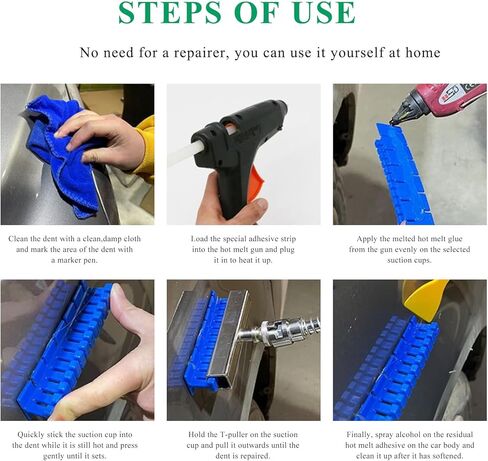 Paintless Dent Repair Tools, Car Dent Removal Kit Auto Body Dent Puller Glue Tabs, Green Blue Long Dent Remover Tool Pulling Tab, Automobile Pulling Bridge Body Repair Tool Kit in Kuwait