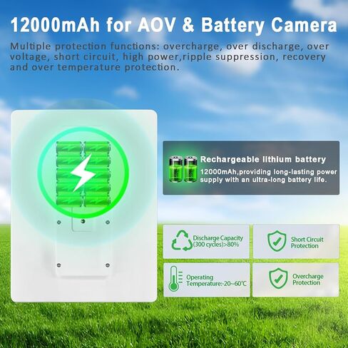 8W Solar Panel Built-in with 12000mAh Battery for Security Camera Outdoor, 3in1 Plug Charger Panel for Ring/Eufy/Wyze Battery cam, Support Emergency Power for Camping Hiking Lights, Phones, Tablet PC in Kuwait