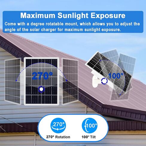8W Solar Panel Built-in with 12000mAh Battery for Security Camera Outdoor, 3in1 Plug Charger Panel for Ring/Eufy/Wyze Battery cam, Support Emergency Power for Camping Hiking Lights, Phones, Tablet PC in Kuwait