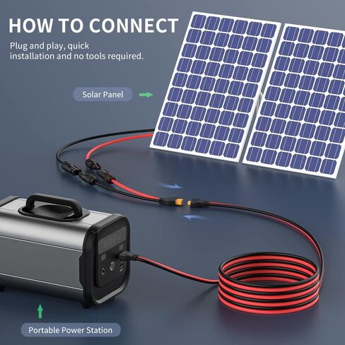 ELECTOP XT60 Extension Cable 10Ft, 10AWG XT60 Cable Wire XT60 Male to Female Adapter Connector Converter Plug for RC Battery Lipo Battery Pack Solar Generator Portable Power Station and Solar Panel in Saudi Arabia