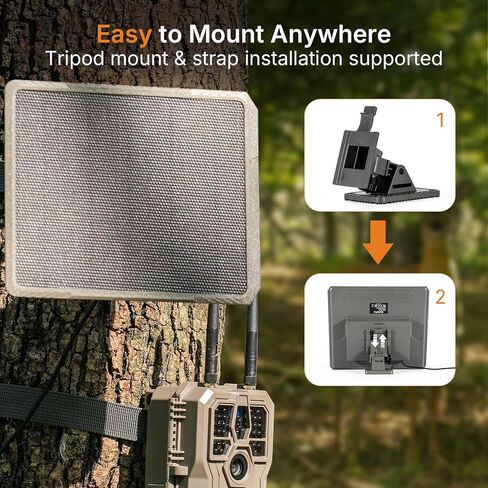 لوحة شمسية GardePro SP1000 لكاميرات المسار، شاحن شمسي عالي الكفاءة 10 وات لـ E6 2.0 Pro، E8 2.0 Pro، R3 Pro، X60 Pro Max، X66 Pro والمزيد in Kuwait