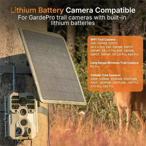 لوحة شمسية GardePro SP1000 لكاميرات المسار، شاحن شمسي عالي الكفاءة 10 وات لـ E6 2.0 Pro، E8 2.0 Pro، R3 Pro، X60 Pro Max، X66 Pro والمزيد in Kuwait