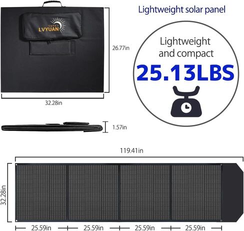 LVYUAN 400 واط لوحة شمسية محمولة قابلة للطي، 22.5% كفاءة عالية IP65 مقاومة للماء لمحطة الطاقة RV التخييم في الهواء الطلق مولد الطاقة الشمسية in Kuwait