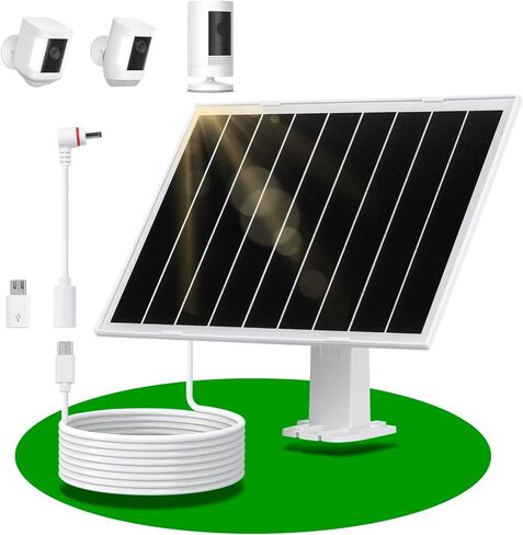2 Pack Solar Panel for Security Camera, 8W Camera Solar Panel, Compatible for Wyze/Eufy/Ring Rechargeable Battery Camera, with USB-C/DC35135 & Micro-USB, 9.5ft Cable, Waterproof Design/360°Adjustable in Saudi Arabia
