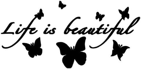 Life is Beautiful Butterflies Car Decal Sticker, Car Window Decal Bumper Sticker, Car Decoration Accessories, Waterproof Vinyl Decal Stickers for Car Truck Laptop Kitchen Wall (Colorful) in Saudi Arabia