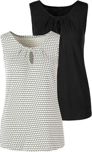LASCANA Women's 2 Pack Pleated Keyhole Tops in Saudi Arabia