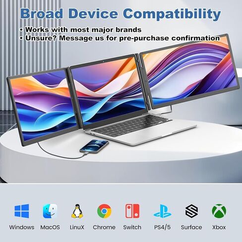 Teamgee P1 Plus Laptop Screen Extender 13.3" FHD 1080P IPS Display，Dual USB & HDMI Portable Monitor, Plug-and-Play Compatible with Mac/Windows/Android, Fits 13-17" Laptops in Kuwait