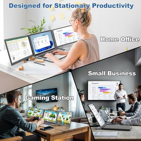 Teamgee P1 Plus Laptop Screen Extender 13.3" FHD 1080P IPS Display，Dual USB & HDMI Portable Monitor, Plug-and-Play Compatible with Mac/Windows/Android, Fits 13-17" Laptops in Kuwait