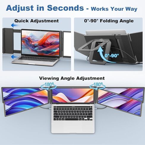 Teamgee P1 Plus Laptop Screen Extender 13.3" FHD 1080P IPS Display，Dual USB & HDMI Portable Monitor, Plug-and-Play Compatible with Mac/Windows/Android, Fits 13-17" Laptops in Kuwait