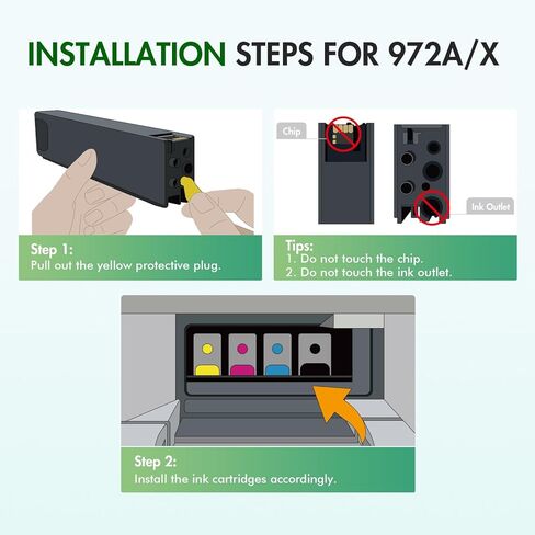 972A 972X Ink Cartridges Replacement for HP 972A for HP Pagewide Pro MFP 477dw 477dn 452dn 577dw 552dn 552dw P55250dw 477 452 552 577 Printer High Yield (4 Pack, Black, Cyan, Yellow, Magenta) in Kuwait