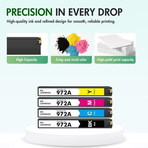 972A 972X Ink Cartridges Replacement for HP 972A for HP Pagewide Pro MFP 477dw 477dn 452dn 577dw 552dn 552dw P55250dw 477 452 552 577 Printer High Yield (4 Pack, Black, Cyan, Yellow, Magenta) in Kuwait