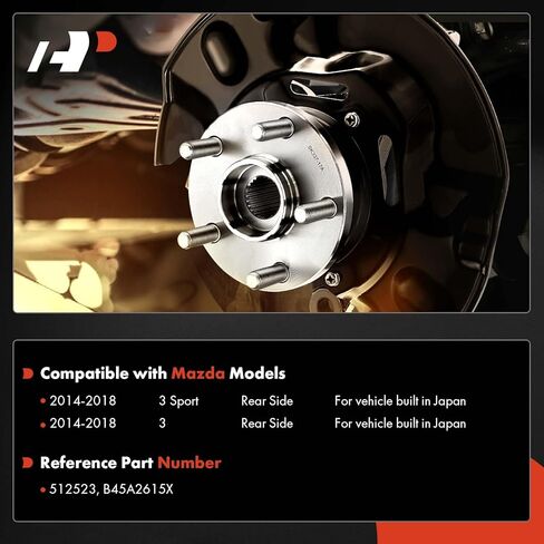 محمل العجلة الخلفية الممتازة ومجموعة المحور مع 5 عروات متوافقة مع Mazda 3 2014-2018، 3 Sport 2014-2018 in Saudi Arabia