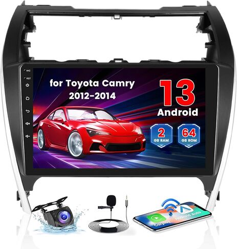 2+64GB Wireless Carplay Stereo for 2012-2014 Toyota Camry Android Radio, Hikity 10.1'' Touch Screen Camry Stereo Dash Kit, Android Auto, GPS Navigation, WiFi, HiFi, Bluetooth, FM, Backup Cam, Black in Kuwait