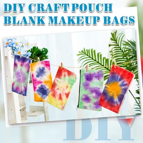 Sanwuta 20 Pcs Cotton Makeup Bags for Tie Dying Items Things to Tie Dye Blank Pure Cotton Pencil Case Cosmetic Bags for Large Groups Dye Party Project(12.5X 7'') in Kuwait