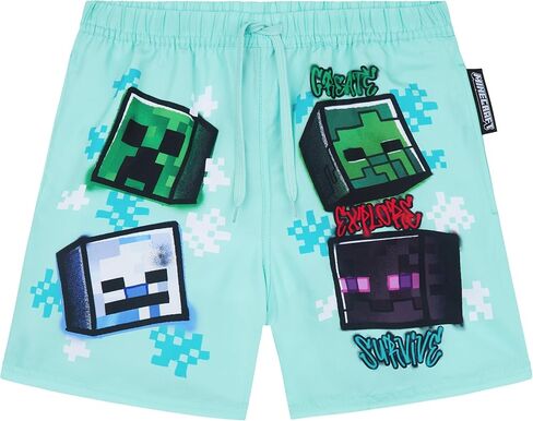Minecraft | Pokemon | Fortnite Boys Swim Trunks, Shorts with Mesh, UPF 50 Swimsuit, Beach Pool Bathing Suit, 5–16Y in Saudi Arabia
