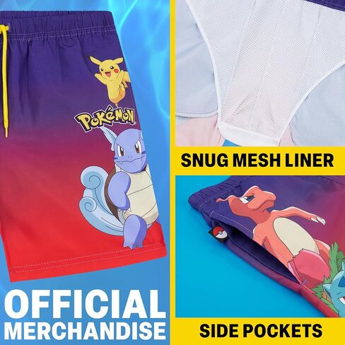 Minecraft | Pokemon | Fortnite Boys Swim Trunks, Shorts with Mesh, UPF 50 Swimsuit, Beach Pool Bathing Suit, 5–16Y in Saudi Arabia