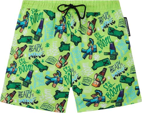 Minecraft | Pokemon | Fortnite Boys Swim Trunks, Shorts with Mesh, UPF 50 Swimsuit, Beach Pool Bathing Suit, 5–16Y in Saudi Arabia