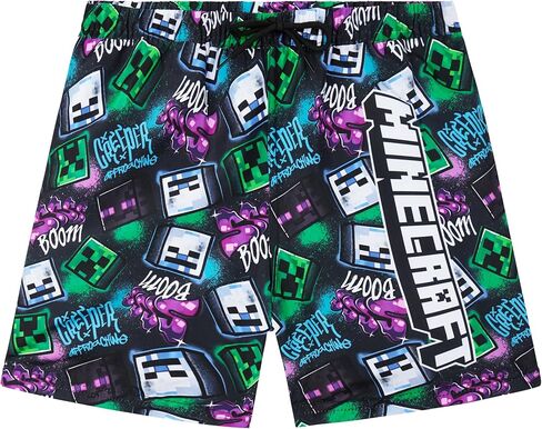 Minecraft | Pokemon | Fortnite Boys Swim Trunks, Shorts with Mesh, UPF 50 Swimsuit, Beach Pool Bathing Suit, 5–16Y in Saudi Arabia