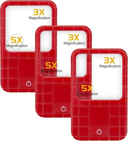 عدسة مكبرة مكونة من 3 قطع من BIGMONAT مع ضوء، ومكبر جيب 3X 5X، نظارات مكبرة محمولة من نوع البطاقة، هدية جيدة للقراءة عن قرب في العمل، والفحص، والعملات المعدنية، والمجوهرات، والسفر في القائمة in Kuwait