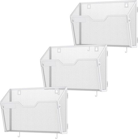 Docnest 3 Pack Hanging Wall File Holders, Mesh Wall Letter File Holder, Wall Mounted Mail Paper Document Folder Holder with Hooks for Office, Home, School, Black in Saudi Arabia