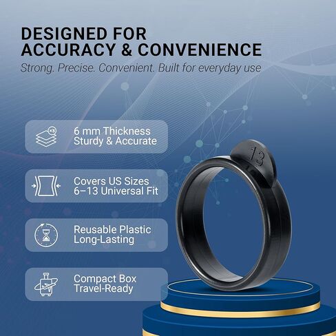 Smart Ring Sizer Kit for Accurate Finger Measurement – Reusable Ring Measuring Tool for Sizes US 6-13 – Lightweight ABS Plastic with Instruction Guide – Ideal for Wellness and Fitness Rings in Saudi Arabia
