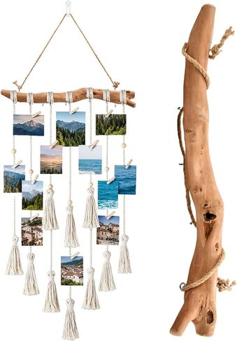 1 قطعة 15 بوصة الطبيعية Driftwood ديكور فروع مزرعة المنزل الجدار شنقا ديكور شنقا منظمات المجوهرات مع 5 السنانير ديكور مزرعة ديكور جدار المنزل in Kuwait