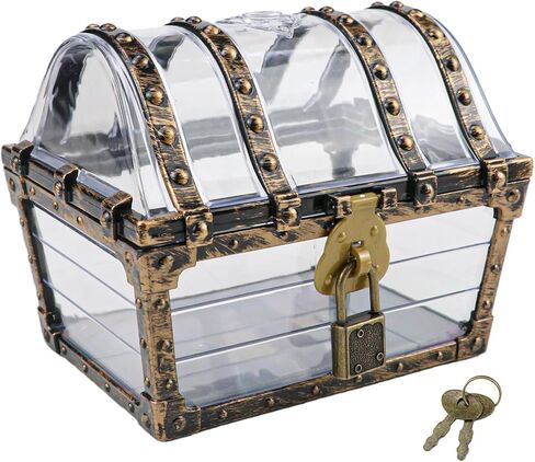 Treasure Chest, Treasure Case with Lock, Transparent Jewelry Storage Box, Mini Container Box for Children in Kuwait