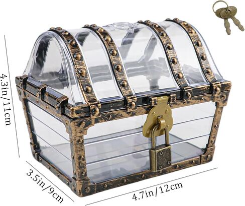 Treasure Chest, Treasure Case with Lock, Transparent Jewelry Storage Box, Mini Container Box for Children in Kuwait