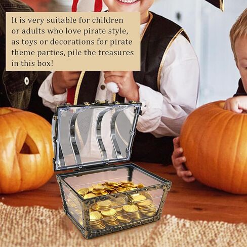 Treasure Chest, Treasure Case with Lock, Transparent Jewelry Storage Box, Mini Container Box for Children in Kuwait