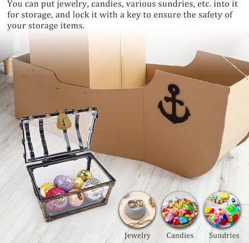 Treasure Chest, Treasure Case with Lock, Transparent Jewelry Storage Box, Mini Container Box for Children in Kuwait