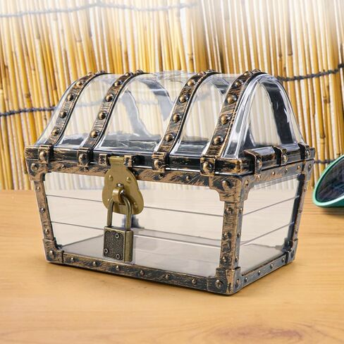 Treasure Chest, Treasure Case with Lock, Transparent Jewelry Storage Box, Mini Container Box for Children in Kuwait