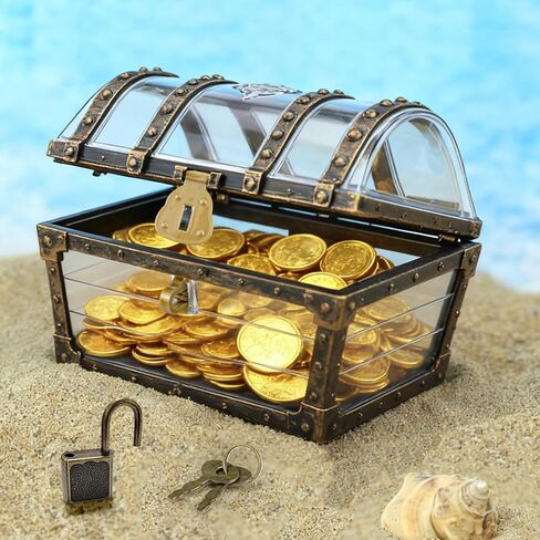 Treasure Chest, Treasure Case with Lock, Transparent Jewelry Storage Box, Mini Container Box for Children in Kuwait