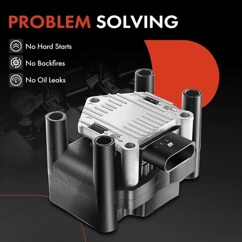 A-Premium Ignition Coil Compatible with Audi Seat & Volkswagen Vehicles - 1.2L 1.4L 1.6L 1.8L 2.0L - A3 1998-2003, Ibiza 2003-20017, Beetle 1998-2006, Golf 1999-2001, Jetta 1999-2015, Polo 2003-2018 in Saudi Arabia
