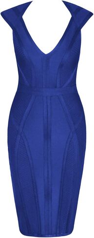 Whoinshop Women's Bandage Dress V-Neck Celebrity Bodycon Evening Party Dress in Saudi Arabia