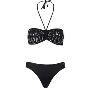 ROBERTO CAVALLI Black Printed Two Piece Halter Neck Bikini Set- in Kuwait
