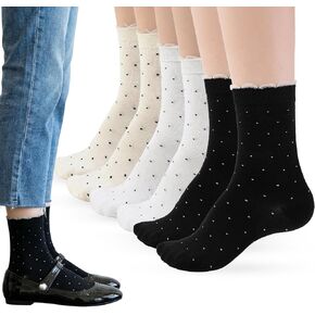 جوارب Soxbang منقطة ماري جين، جوارب شبكية رفيعة للغاية من الدانتيل القطني للكاحل جوارب شفافة للكاحل 6 أزواج in Kuwait