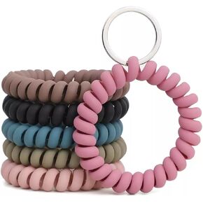 6 Pack multiple colocrs Spiral Coil Wrist Keychains Soft Stretchy Plastic, for Gym, Running, Outdoor & Everyday Use – Lightweight & Multi-Purpose in Kuwait